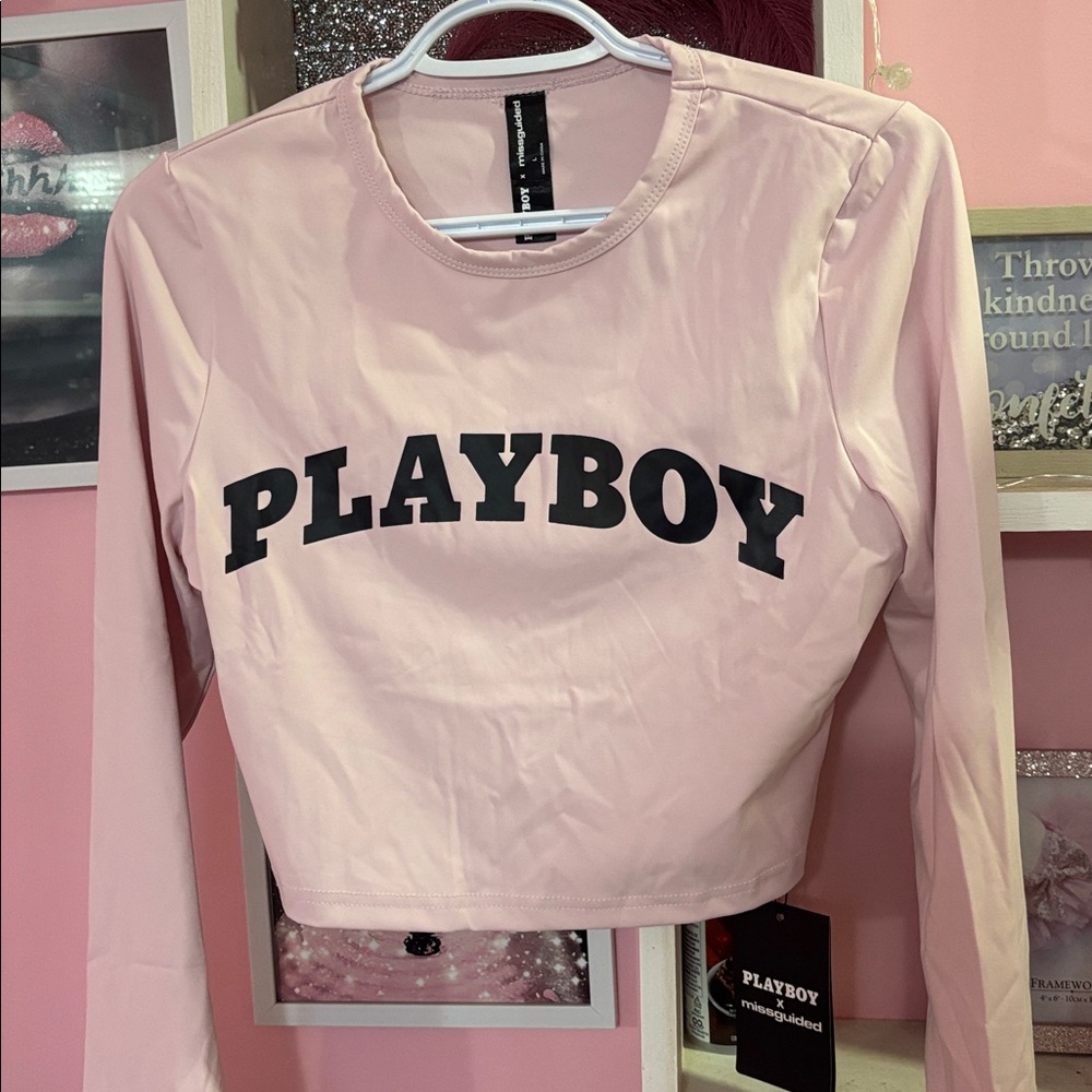 Playboy Light Pink Logo Crop Top BNWT